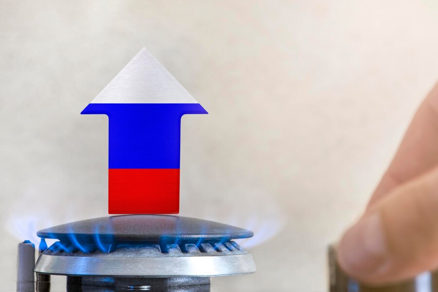 gas burner with a russian flag energy